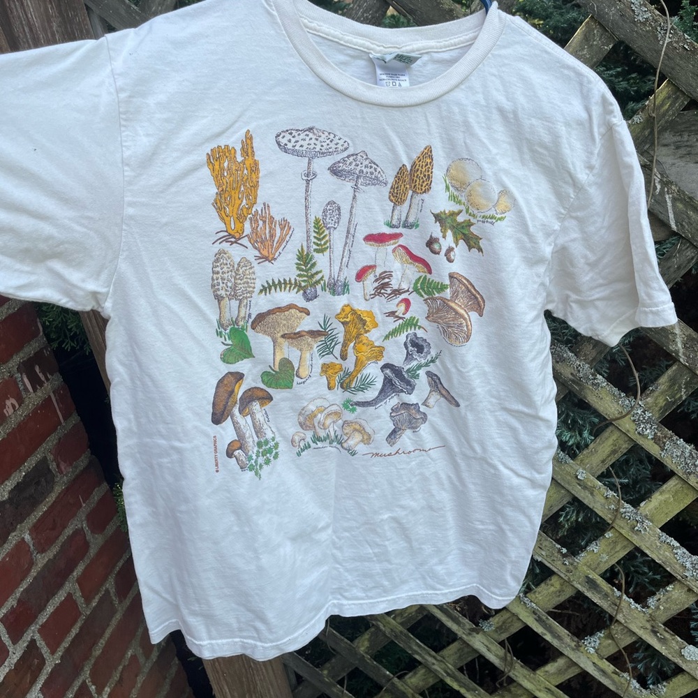 Kids White Mushroom Graphic T-Shirt